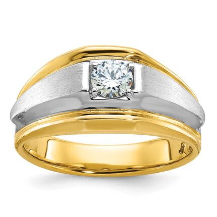 IBGoodman 14k Two-tone 3/8 carat Lab Grown Diamond VS/SI+ G+ Complete Polished and Satin Men's Ring