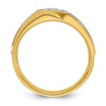 IBGoodman 14k Two-tone Men's Polished Satin and Grooved 4-Stone 1/8 Carat AA Quality Diamond Ring - Image 2