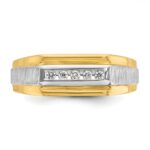 IBGoodman 14k with White Rhodium Men's Polished and Satin 5-Stone 1/10 Carat AA Quality Diamond Ring - Image 4