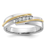 IBGoodman 14k Two-tone Men's Polished 5-Stone 1/6 Carat AA Quality Diamond Ring