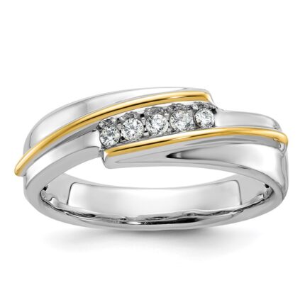 IBGoodman 14k Two-tone Men's Polished 5-Stone 1/6 Carat AA Quality Diamond Ring