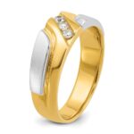 IBGoodman 10k Two-tone Men's Polished Satin and Grooved 3-Stone 1/6 Carat A Quality Diamond Ring - Image 8