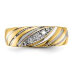 IBGoodman 14k with White Rhodium 1/6 carat Lab Grown Diamond VS/SI+ G+ Complete Polished and Grooved Men's Ring - Image 4