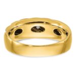 IBGoodman 14k with White Rhodium Men's Polished and Grooved 1/6 Carat AA Quality Diamond Ring - Image 7