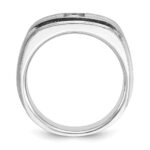 14k White Gold IBGoodman Men's Polished and Satin 3/8 carat Diamond Complete Ring - Image 2