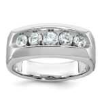 IBGoodman 14k White Gold Men's Polished and Satin 5-Stone 1 Carat AA Quality Diamond Ring
