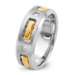 IBGoodman 14k Two-tone Men's Polished Satin and Cut-Out 3-Stone Ring Mounting - Image 8
