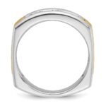 IBGoodman 14k Two-tone Men's Polished Satin and Grooved 5-Stone 1/2 Carat AA Quality Diamond Square Ring - Image 2