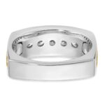 IBGoodman 14k Two-tone Men's Polished Satin and Grooved 5-Stone 1/2 Carat AA Quality Diamond Square Ring - Image 7