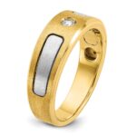 10k Two-tone IBGoodman Men's Polished and Satin Diamond Complete Ring - Image 6