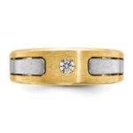 14k Two-tone IBGoodman Men's Polished and Satin 1/10 carat Diamond Complete Ring - Image 6