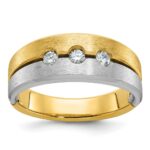 14k Two-tone IBGoodman Men's Polished and Satin 1/4 carat Diamond Complete Ring