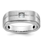 14k White Gold IBGoodman Men's Polished and Satin 1/6 carat Diamond Complete Ring