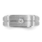 14k White Gold IBGoodman Men's Polished and Satin 1/6 carat Diamond Complete Ring - Image 6
