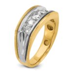 IBGoodman 14k Two-tone Men's Polished Satin and Grooved 5-Stone Ring Mounting - Image 8
