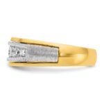 IBGoodman 14k Two-tone Men's Polished Satin and Grooved 7-Stone 3/4 Carat AA Quality Diamond Ring - Image 5