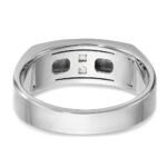 IBGoodman 14k White Gold Men's Polished Antiqued and Satin 1/10 Carat AA Quality Diamond Ring - Image 7