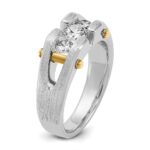 IBGoodman 14k Two-tone Men's Polished Satin and Cut-Out 3-Stone Ring Mounting - Image 8