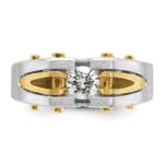 10k Two-tone IBGoodman Men's Polished and Satin Diamond Complete Ring - Image 6