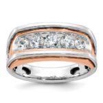 IBGoodman 14k White and Rose Gold Men's Polished and Cut-Out 5-Stone 1 Carat AA Quality Diamond Ring
