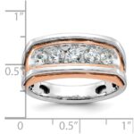 IBGoodman 14k White and Rose Gold Men's Polished and Cut-Out 5-Stone 1 Carat AA Quality Diamond Ring - Image 3