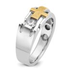 IBGoodman 14k Two-tone Men's Polished Satin and Cut-Out 1/3 Carat AA Quality Diamond Cross Ring - Image 8