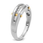 IBGoodman 14k Two-tone Men's Polished Satin and Cut-Out 5-Stone 1/4 Carat AA Quality Diamond Ring - Image 7