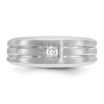 14k White Gold IBGoodman Men's Polished and Satin 1/6 carat Diamond Complete Ring - Image 6