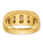 IBGoodman 14k with White Rhodium Men's Polished and Grooved 3-Stone 1/2 Carat AA Quality Diamond Ring - Image 7