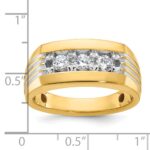 IBGoodman 14k with White Rhodium Men's Polished and Grooved 3-Stone 1/2 Carat AA Quality Diamond Ring - Image 3