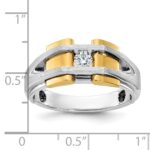 14k Two-tone IBGoodman Men's Polished and Satin 1/5 carat Diamond Complete Ring - Image 3