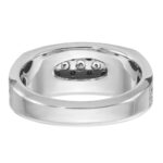 IBGoodman 14k White Gold Men's Polished Satin and Grooved Ring Mounting - Image 7