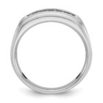 14k White Gold IBGoodman Men's Polished Satin and Grooved 1/4 Carat AA Quality Diamond Ring - Image 2