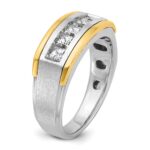 IBGoodman 14k Two-tone Men's Polished Satin and Grooved Square 5-Stone 1 Carat AA Quality Diamond Ring - Image 8