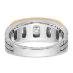 IBGoodman 14k Two-tone 1 carat Lab Grown Diamond VS/SI+ G+ Five Stone Complete Polished Satin and Grooved Men's Ring - Image 5