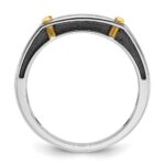 IBGoodman 14k Two-tone Men's Polished Satin and Grooved 5-Stone Ring Mounting - Image 2