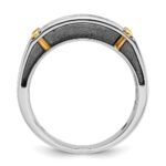 IBGoodman 14k Two-tone with Black Rhodium Men's Polished Satin and Grooved 5-Stone 1 Carat AA Quality Diamond Ring - Image 2