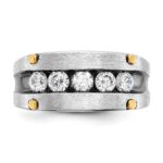 IBGoodman 14k Two-tone with Black Rhodium Men's Polished Satin and Grooved 5-Stone 1 Carat AA Quality Diamond Ring - Image 6
