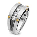 IBGoodman 14k Two-tone with Black Rhodium Men's Polished Satin and Grooved 5-Stone 1 Carat AA Quality Diamond Ring - Image 8
