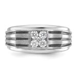 IBGoodman 14k White Gold with Black Rhodium 1/3 carat Lab Grown Diamond VS/SI+ G+ Complete Polished and Grooved Men's Ring - Image 4