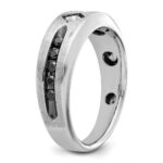 IBGoodman 14k White Gold with Black Rhodium Polished Satin and Grooved 1/2 Carat AA Quality Black and White Diamond Ring - Image 8
