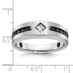 IBGoodman 14k White Gold with Black Rhodium Polished Satin and Grooved 1/2 Carat AA Quality Black and White Diamond Ring - Image 3