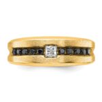 10k Yellow Gold with Black Rhodium IBGoodman Men's Polished and Brushed Black and White Diamond Ring - Image 6