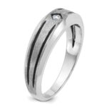 14k White Gold with Black Rhodium IBGoodman Men's Satin 1/20 carat Diamond Complete Ring - Image 8