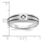 14k White Gold with Black Rhodium IBGoodman Men's Satin 1/20 carat Diamond Complete Ring - Image 3