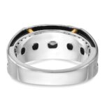IBGoodman 14k Two-tone with Black Rhodium 1/2 carat Lab Grown Diamond VS/SI+ G+ Five Stone Complete Polished Satin and Grooved Men's Ring - Image 5