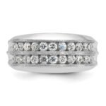 IBGoodman 14k White Gold Men's Polished Satin and Grooved 2-Row Ring Mounting - Image 4