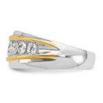 IBGoodman 14k Two-tone Men's Polished and Grooved 7-Stone Ring Mounting - Image 5