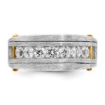 IBGoodman 14k Two-tone Men's Polished Satin and Grooved 7-Stone 1 Carat AA Quality Diamond Ring - Image 6