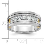 IBGoodman 14k Two-tone Men's Polished Satin and Grooved 7-Stone 1 Carat AA Quality Diamond Ring - Image 3